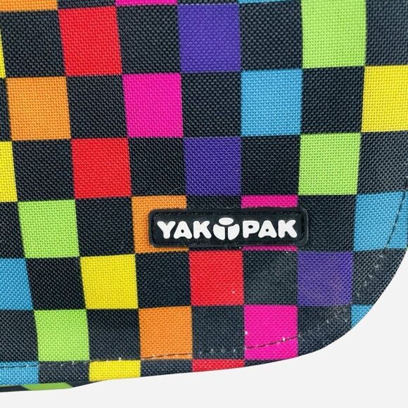 Yak Pak Rainbow Squares Messenger Bag Laptop Crossbody Colorful Checkerboard Y2K - Picture 3 of 13